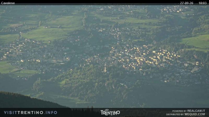 Webcam su Cavalese da Alpe Cermis